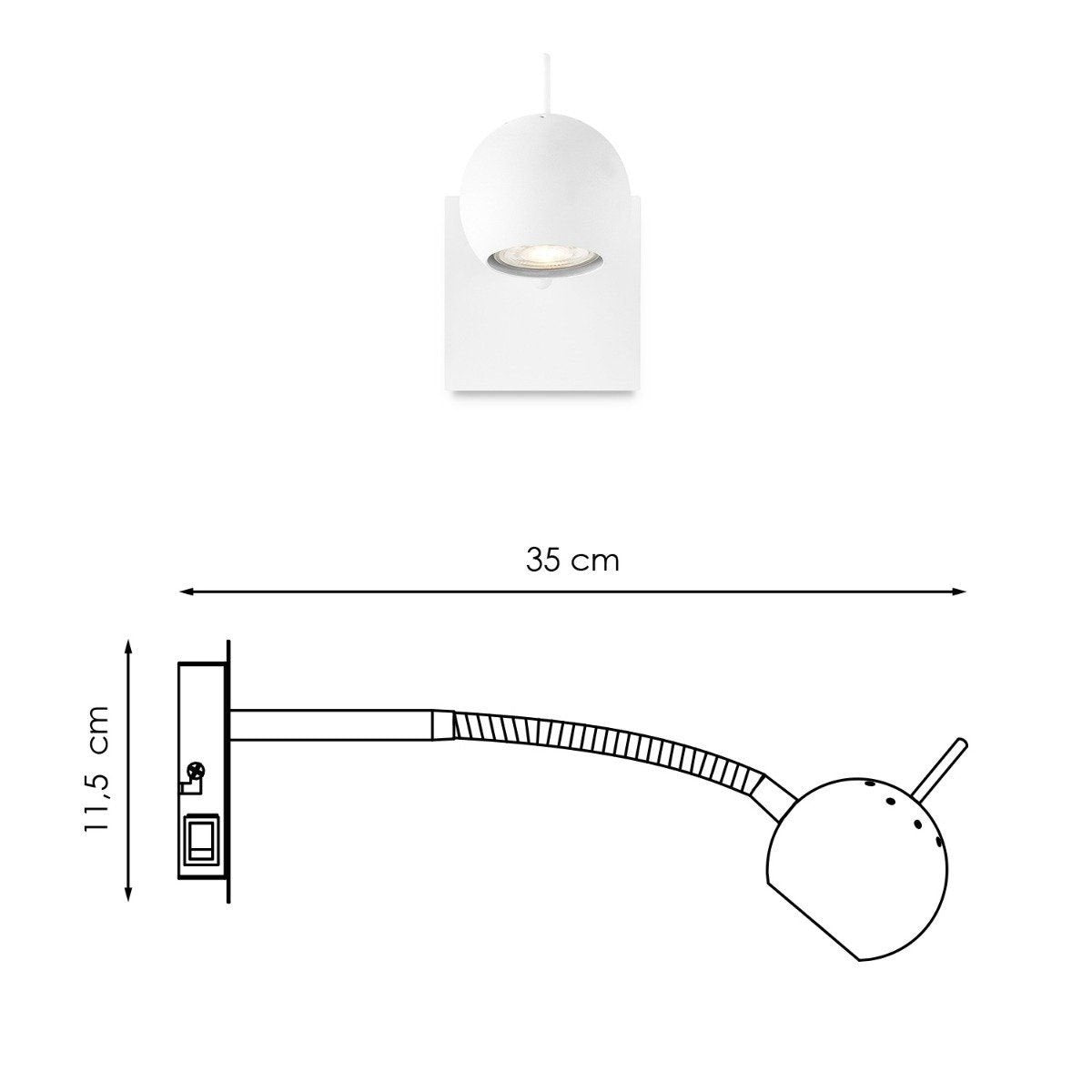 Wandspot Bollo - incl. dimbare LED lamp - wit