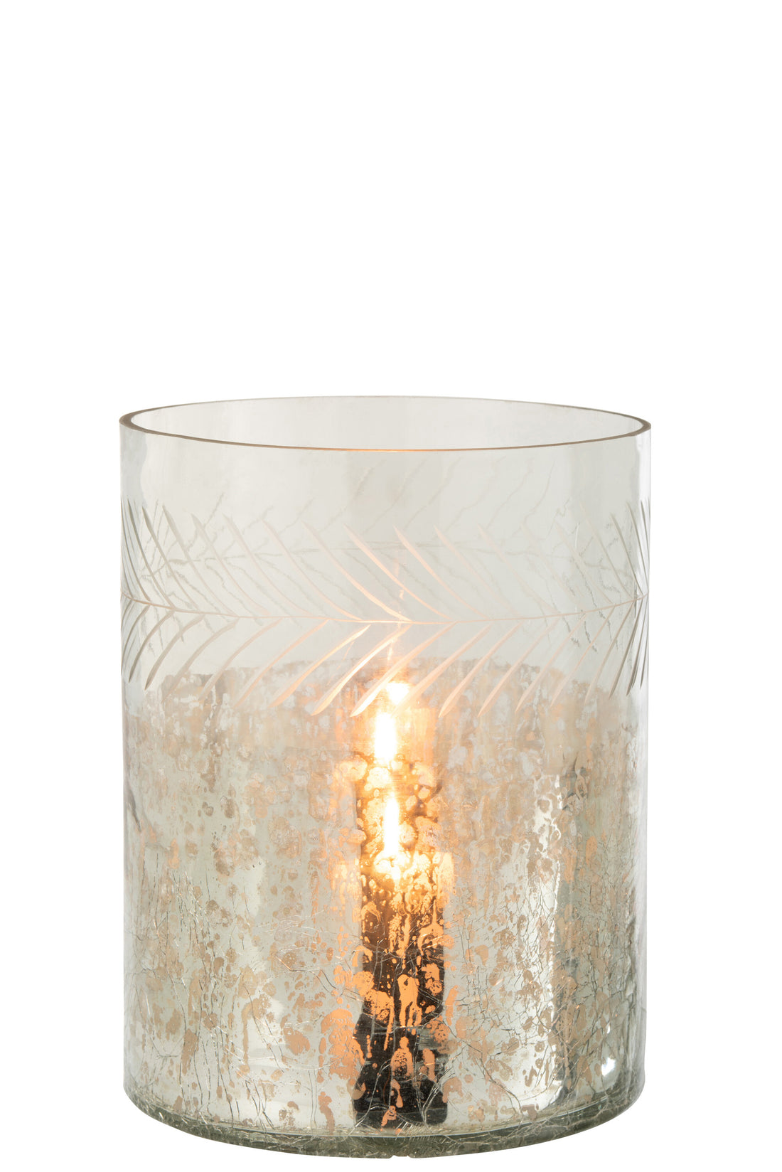 Orkaan Klassiek Craquelure Glas Transparant/Zilver Groot