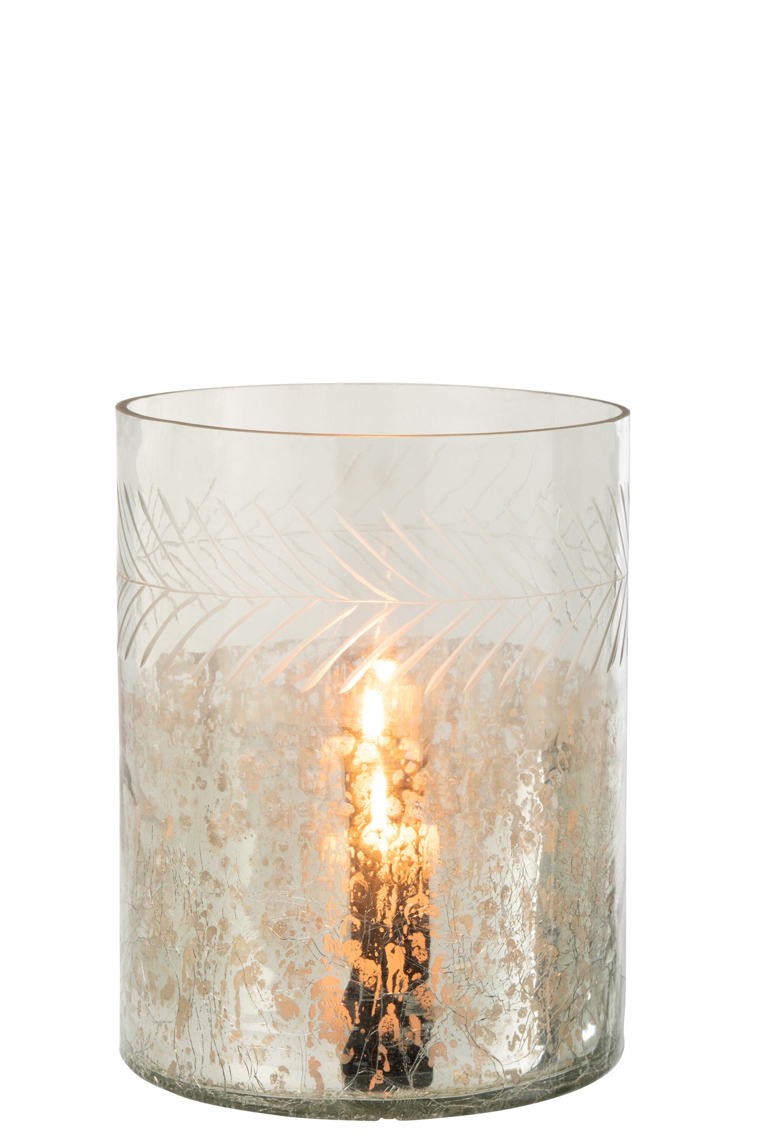 Orkaan Klassiek Craquelure Glas Transparant/Zilver Groot