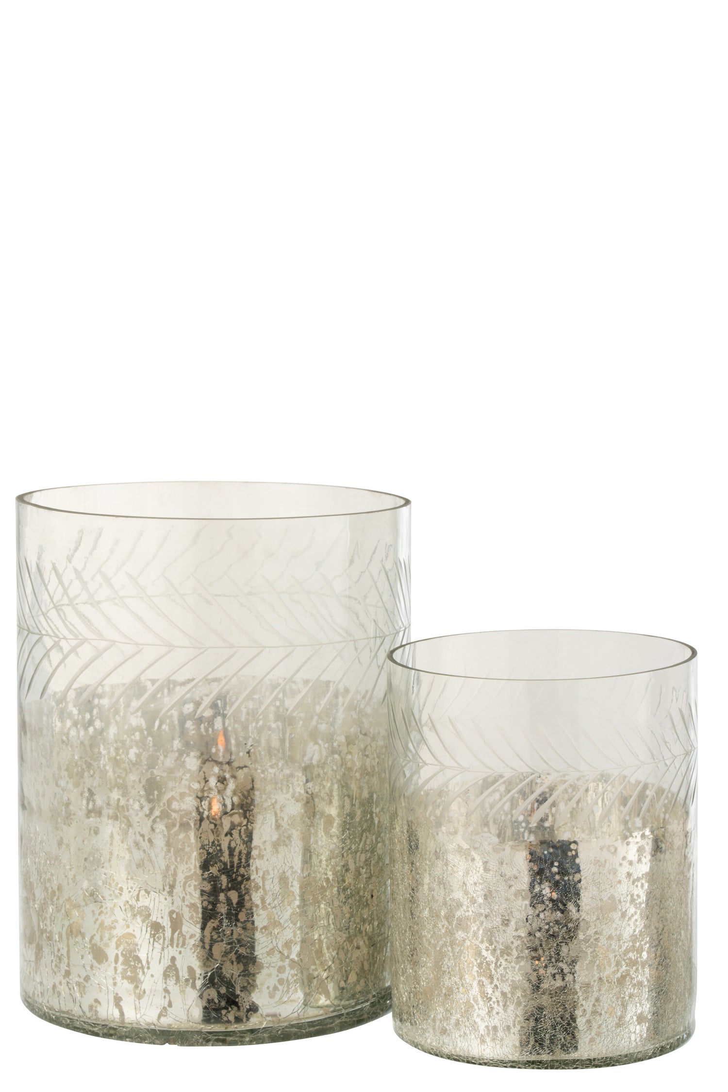 Orkaan Klassiek Craquelure Glas Transparant/Zilver Groot