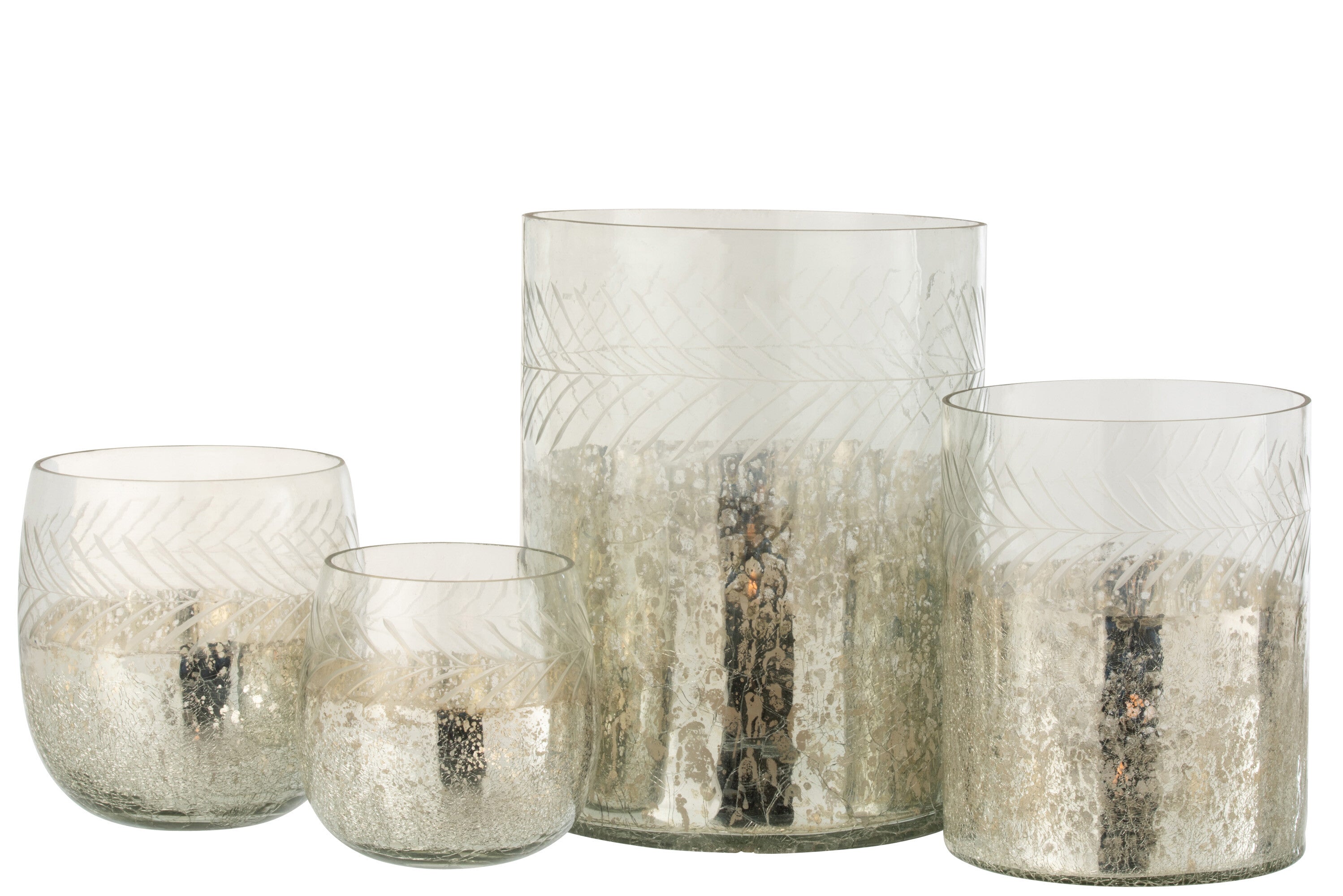 Orkaan Klassiek Craquelure Glas Transparant/Zilver Groot