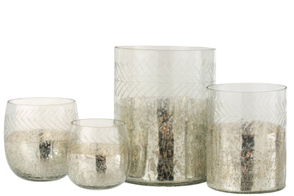 Orkaan Klassiek Craquelure Glas Transparant/Zilver Groot