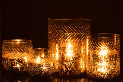 Orkaan Klassiek Craquelure Glas Transparant/Zilver Groot