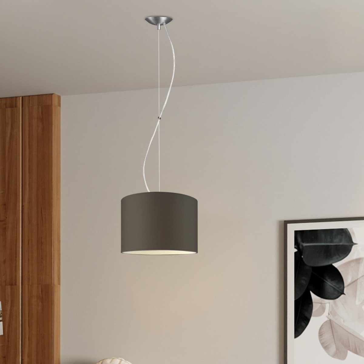 hanglamp Deluxe met lampenkap, E27, antraciet, 30cm