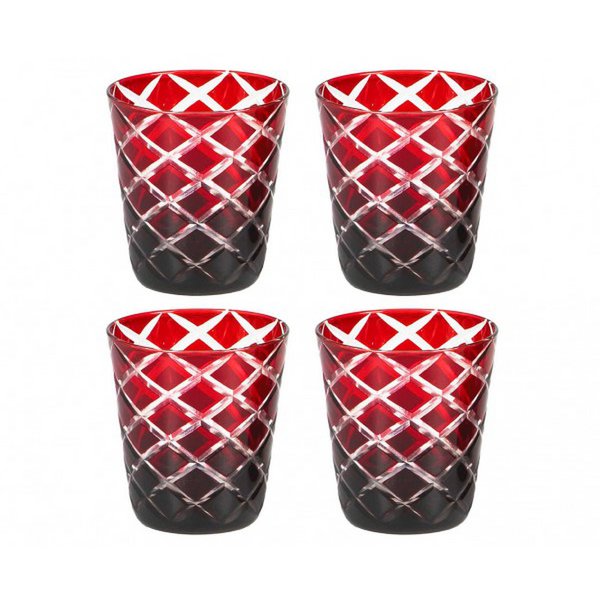 Mok Dio robijn set van 4 H 10 cm