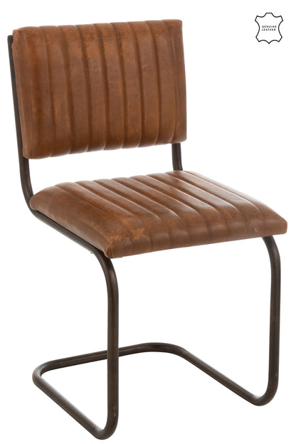 Stoel Modern Leer/Metaal Cognac Xx