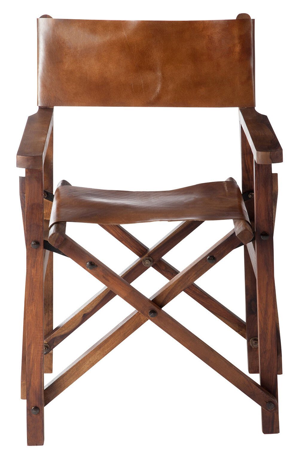 Directe Stoel Opvouwbaar Hout/Leer Cognac Xx