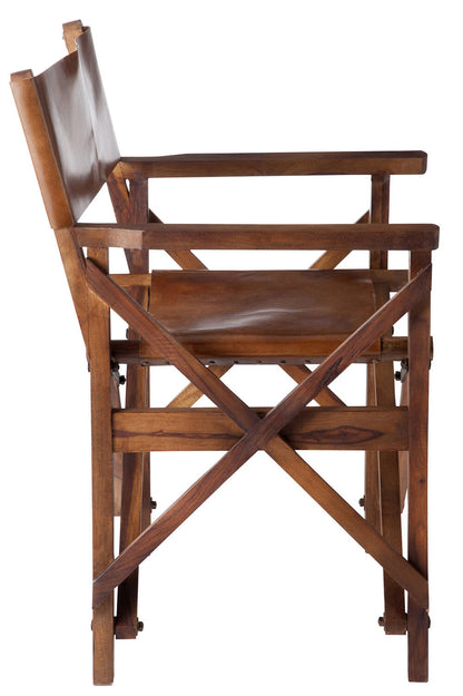 Directe Stoel Opvouwbaar Hout/Leer Cognac Xx