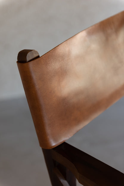 Directe Stoel Opvouwbaar Hout/Leer Cognac Xx