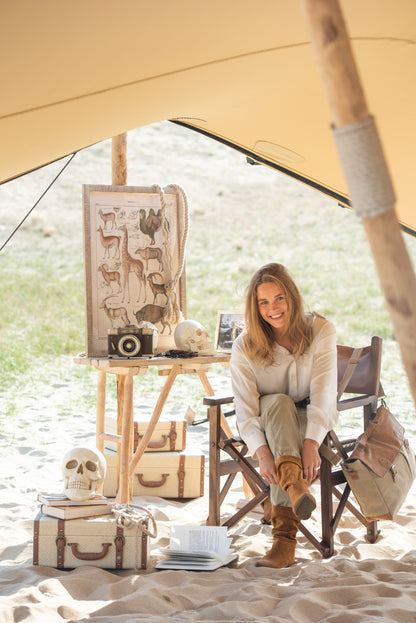 Directe Stoel Opvouwbaar Hout/Leer Cognac Xx