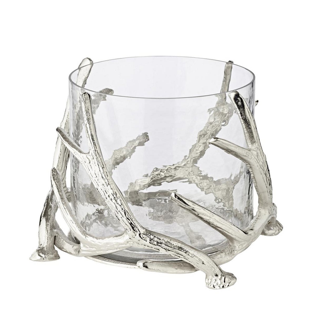 EDZARD lantaarn Kingston, gewei-design, aluminium, zilverkleurig, met glas, hoogte 20 cm, ø 25 cm