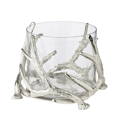 EDZARD lantaarn Kingston, gewei-design, aluminium, zilverkleurig, met glas, hoogte 20 cm, ø 25 cm