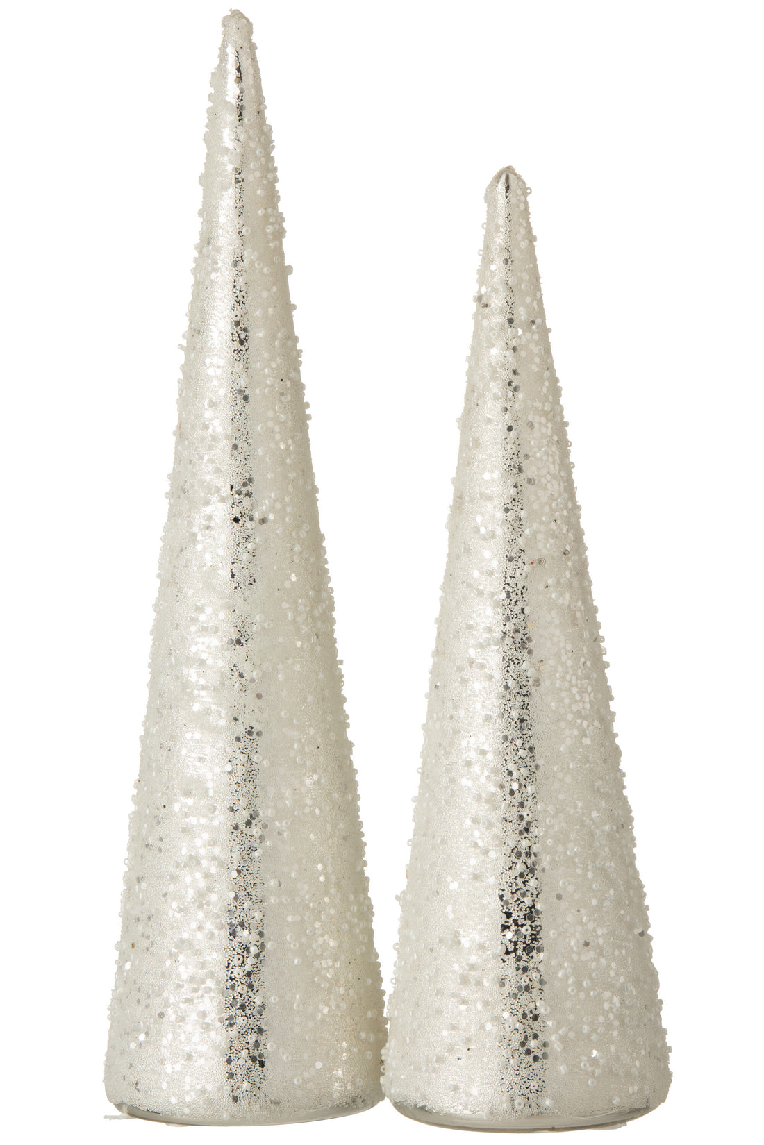 Kegel Parel Glas Wit/Zilver Groot