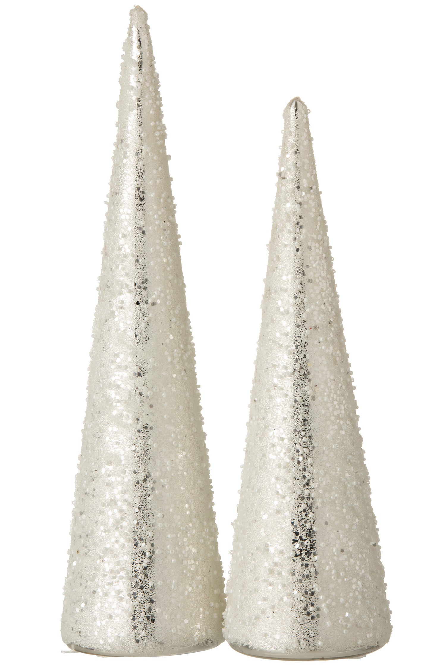 Kegel Parel Glas Wit/Zilver Groot