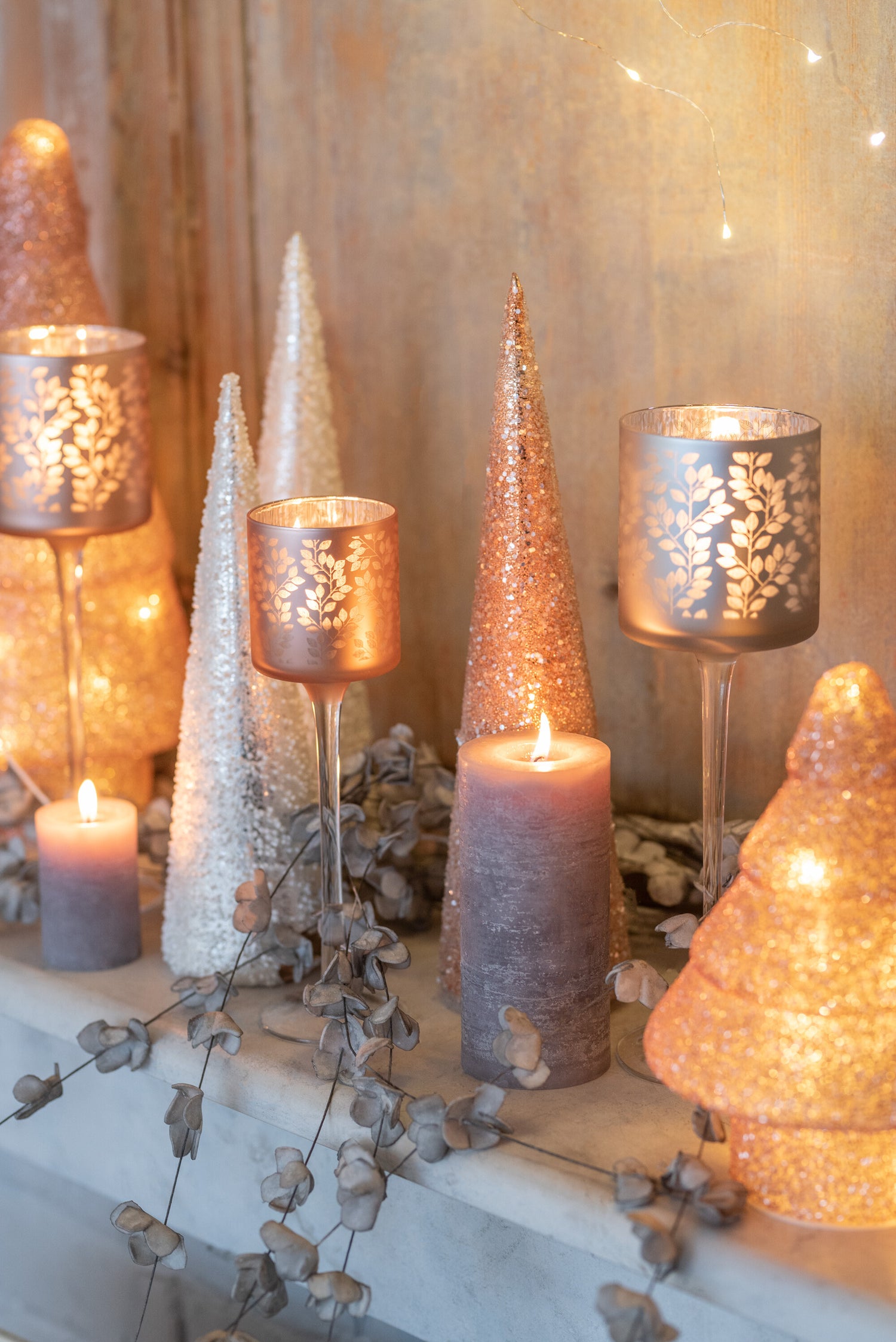 Kegel Parel Glas Wit/Zilver Groot