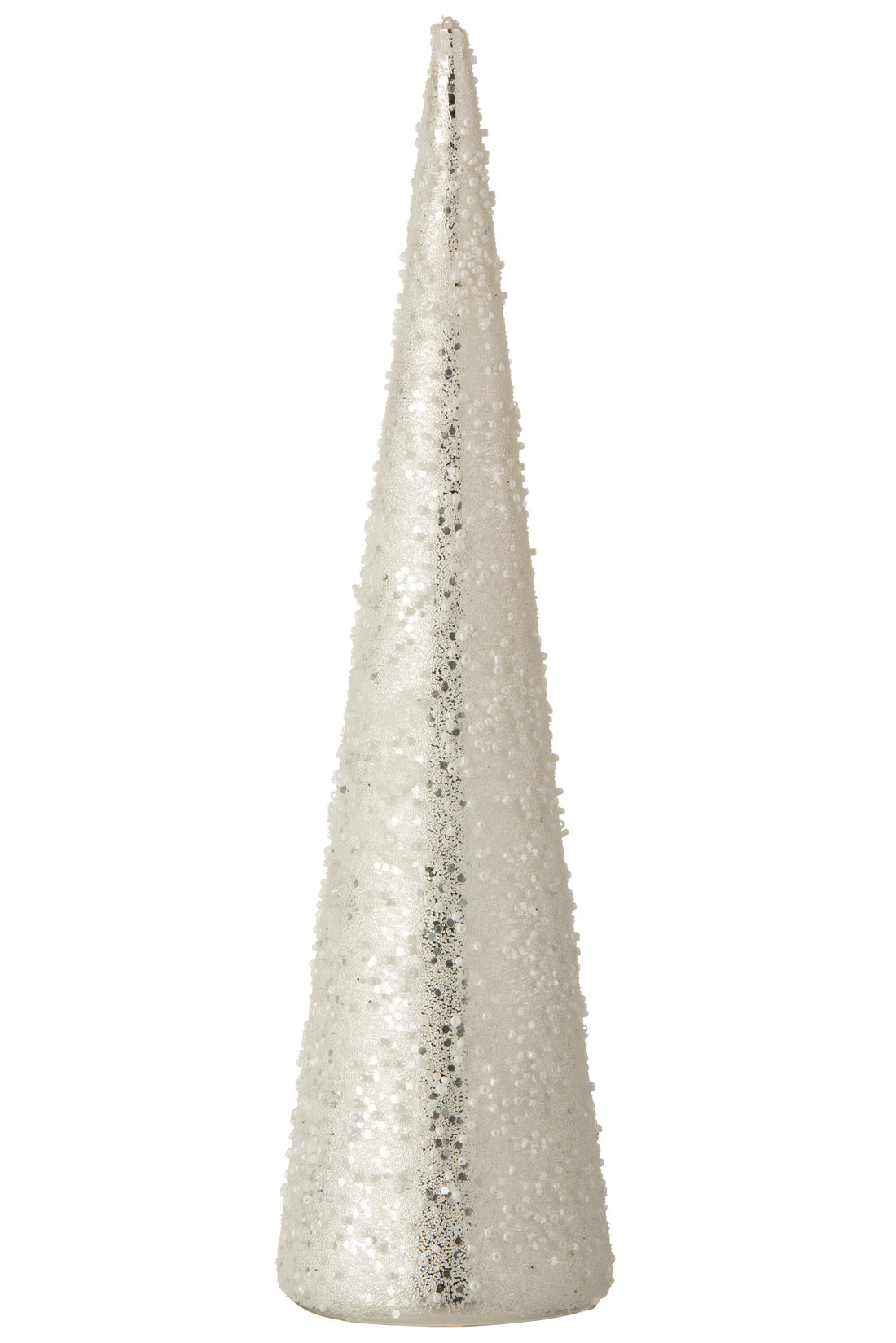 Kegel Parel Glas Wit/Zilver Groot