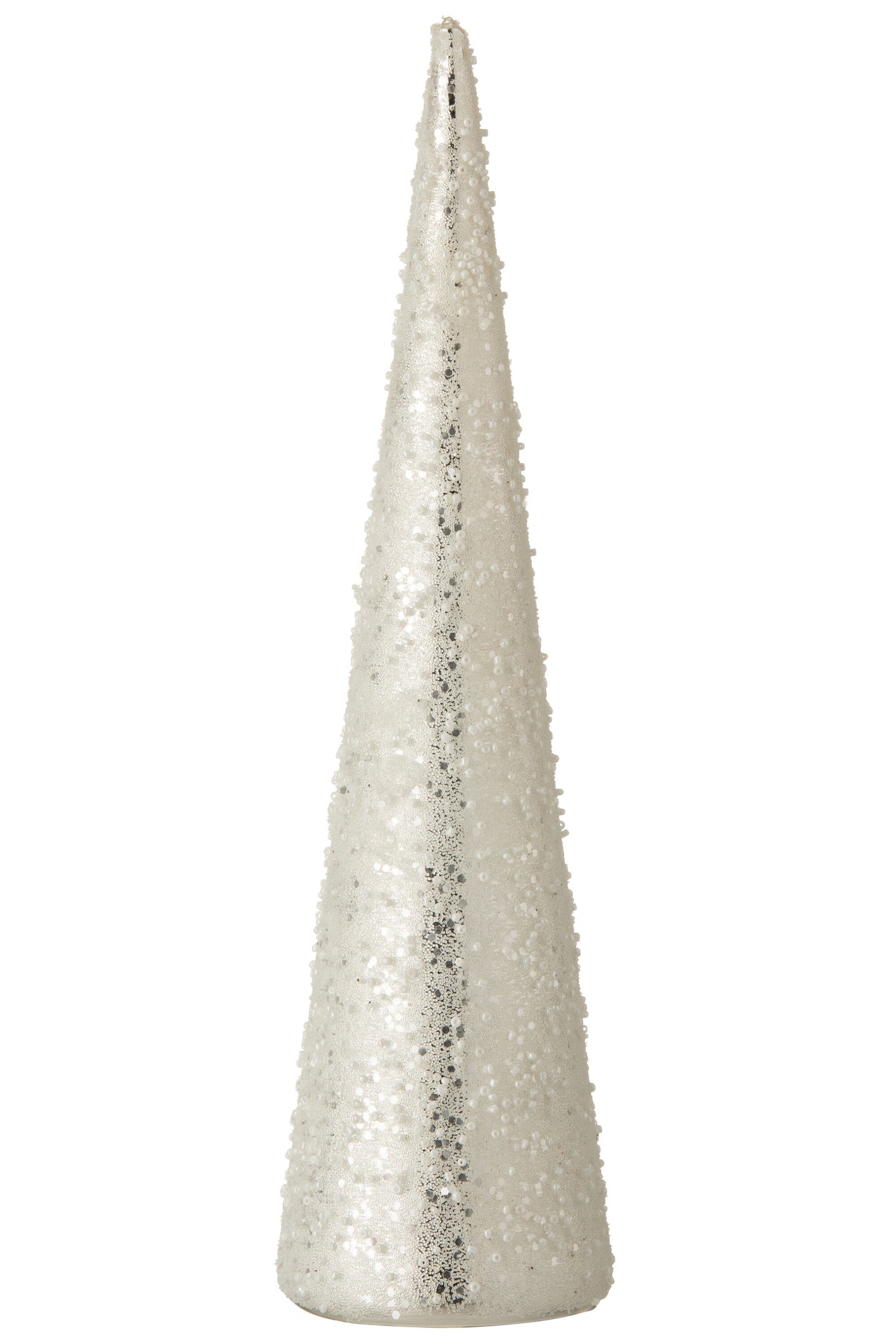 Kegel Parel Glas Wit/Zilver Groot