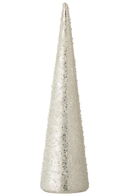 Kegel Parel Glas Wit/Zilver Groot