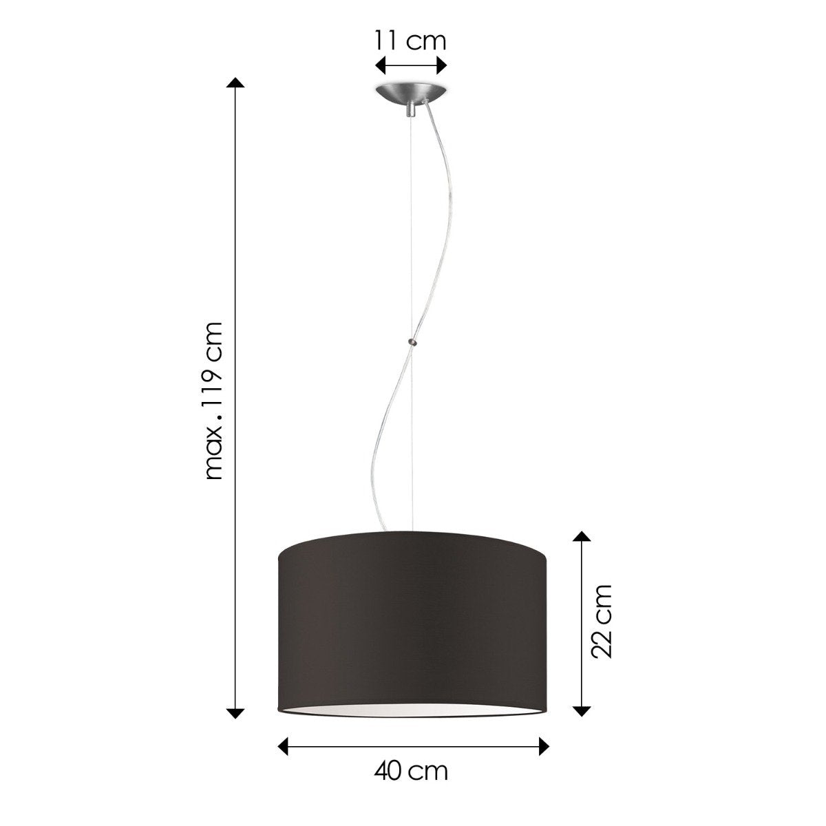 hanglamp Deluxe met lampenkap, E27, chocolade, 40cm