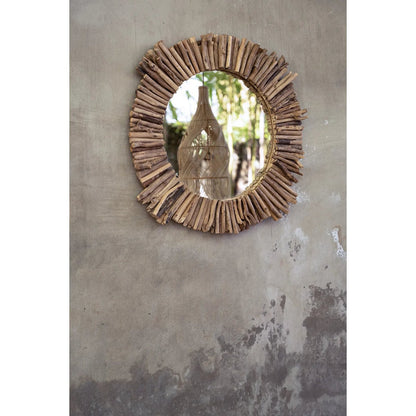 De Driftwood Halo Spiegel - Naturel - M