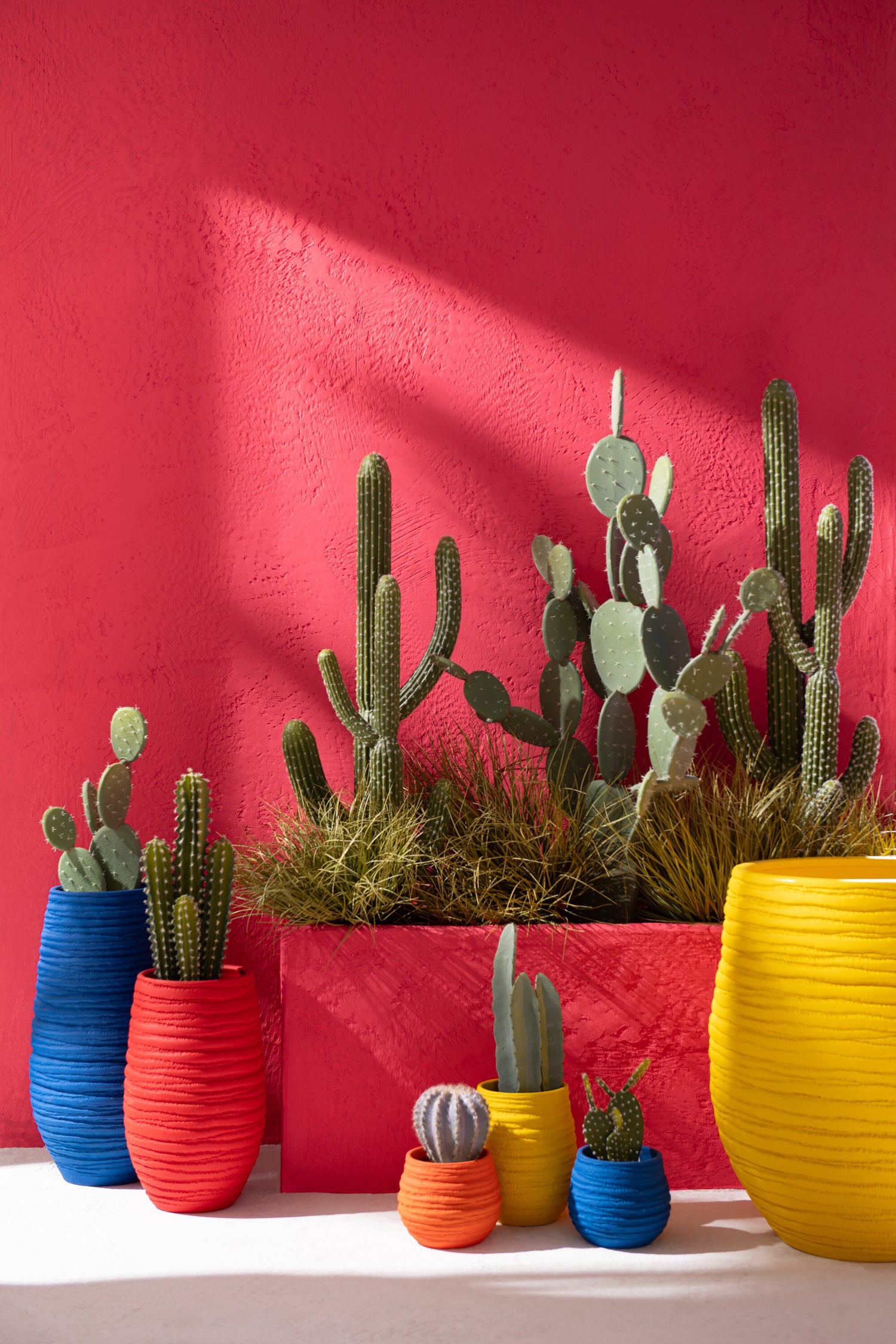 J-Line Cactus+Pot Kunststof Groen/Melamine Wit Xl