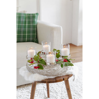 EDZARD Adventskrans Rimini met kaarsglazen, roestvrij staal glanzend vernikkeld, diameter 36 cm