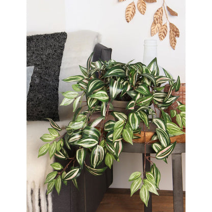 Tradescantia Kunst Hangplant in Bloempot Stan - H45 x Ã˜25 cm - Groen