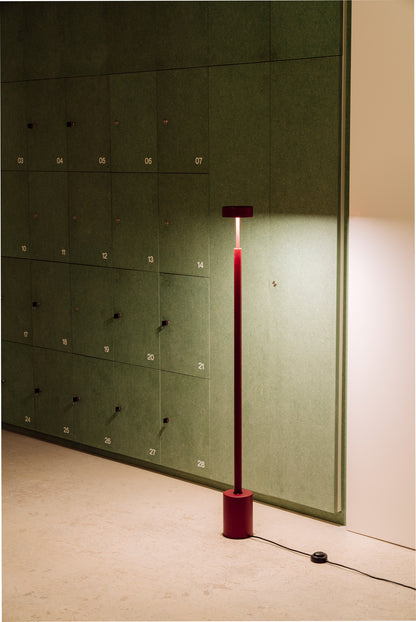 Peak vloerlamp h.130 cm LED PCB gestructureerd bordeaux
