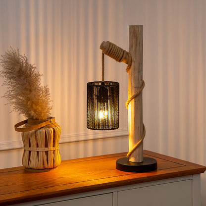 Landelijke tafellamp Maritime - bedlampje - Zwart Touw