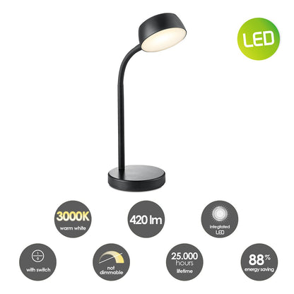 Ajo Led Bureaulamp 5W Zwart