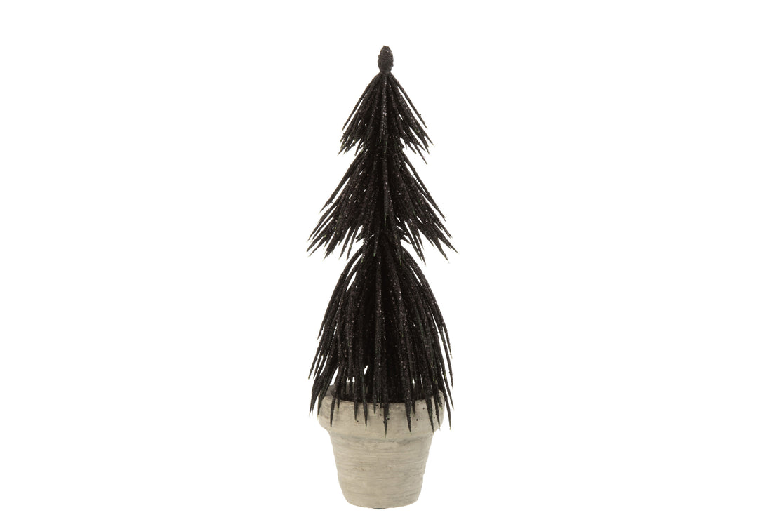Sparboom in pot glitter plastic zwart