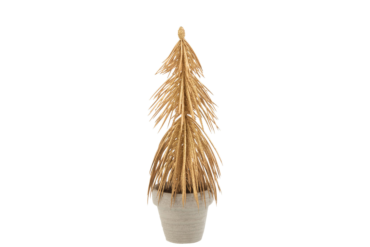 Dennenboom in pot glitter plastic goud