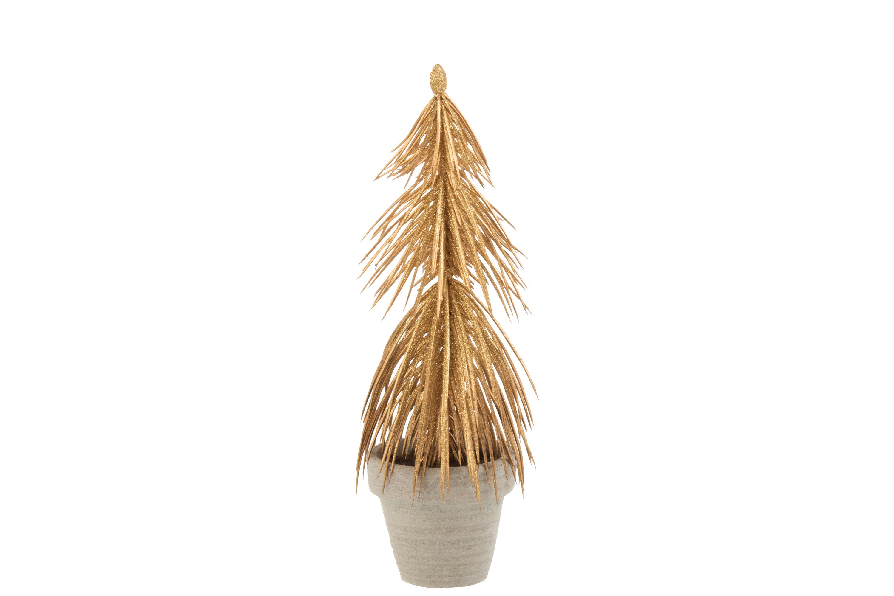 Dennenboom in pot glitter plastic goud