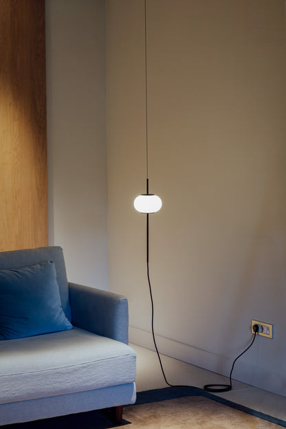 Astros hang- en vloerlamp, gestructureerd zwart