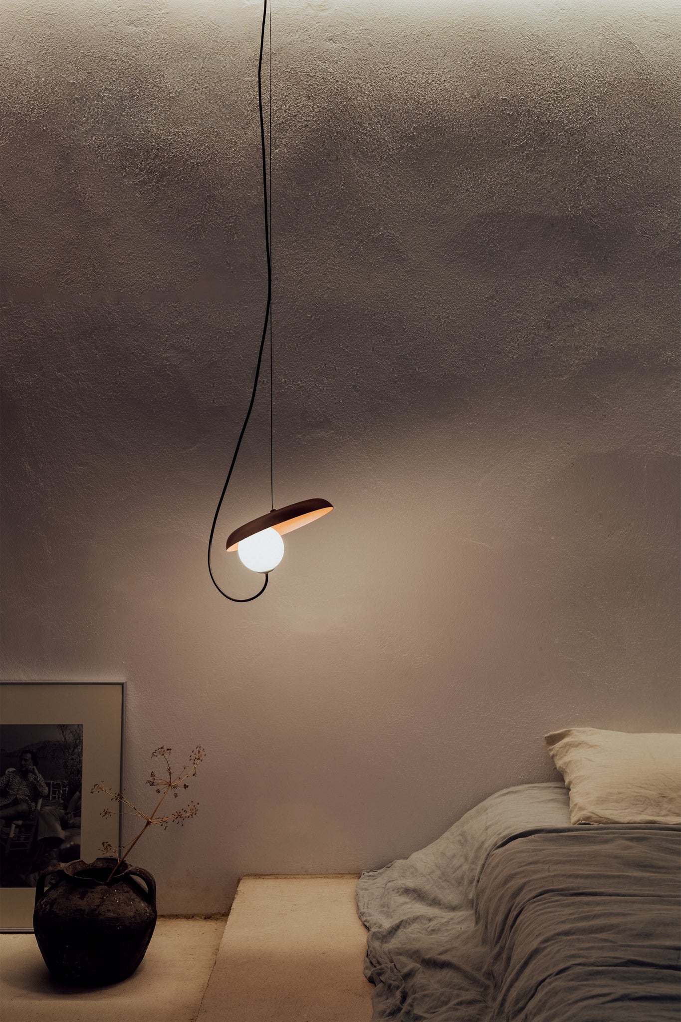 Draadhanglamp 24 cm. G9, koper met structuur