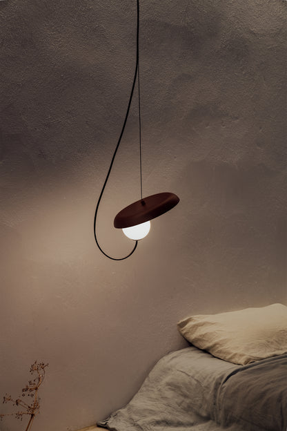 Draadhanglamp 24 cm. G9, koper met structuur
