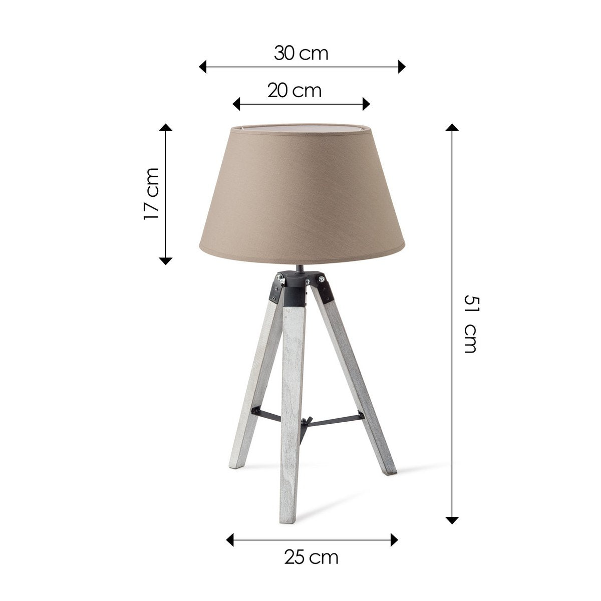 Tafellamp Largo - Wit Lampvoet en taupe