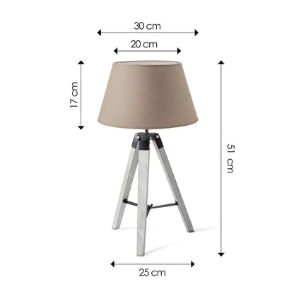 Tafellamp Largo - Wit Lampvoet en taupe