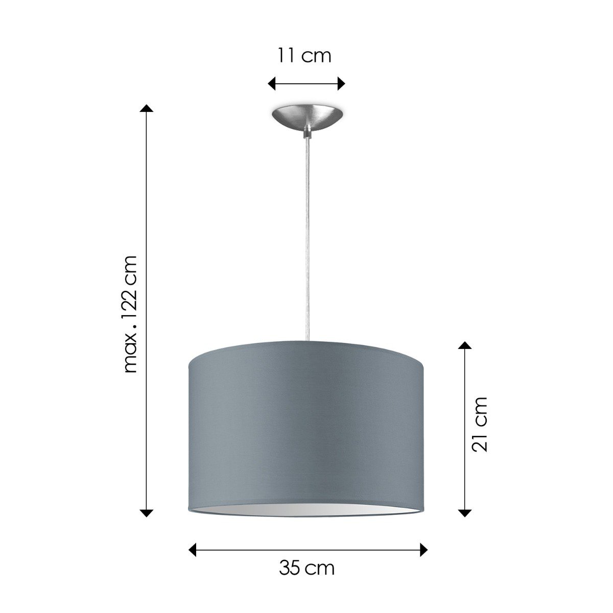 hanglamp Bling met lampenkap, E27, grijs, 35cm