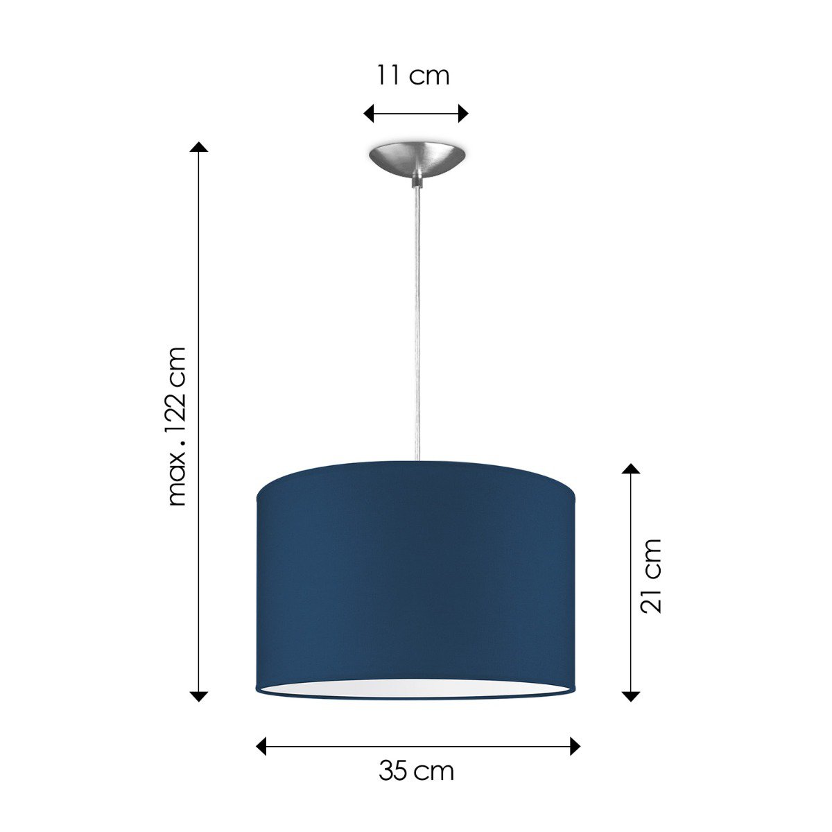 hanglamp Bling met lampenkap, E27, donkerblauw, 35cm