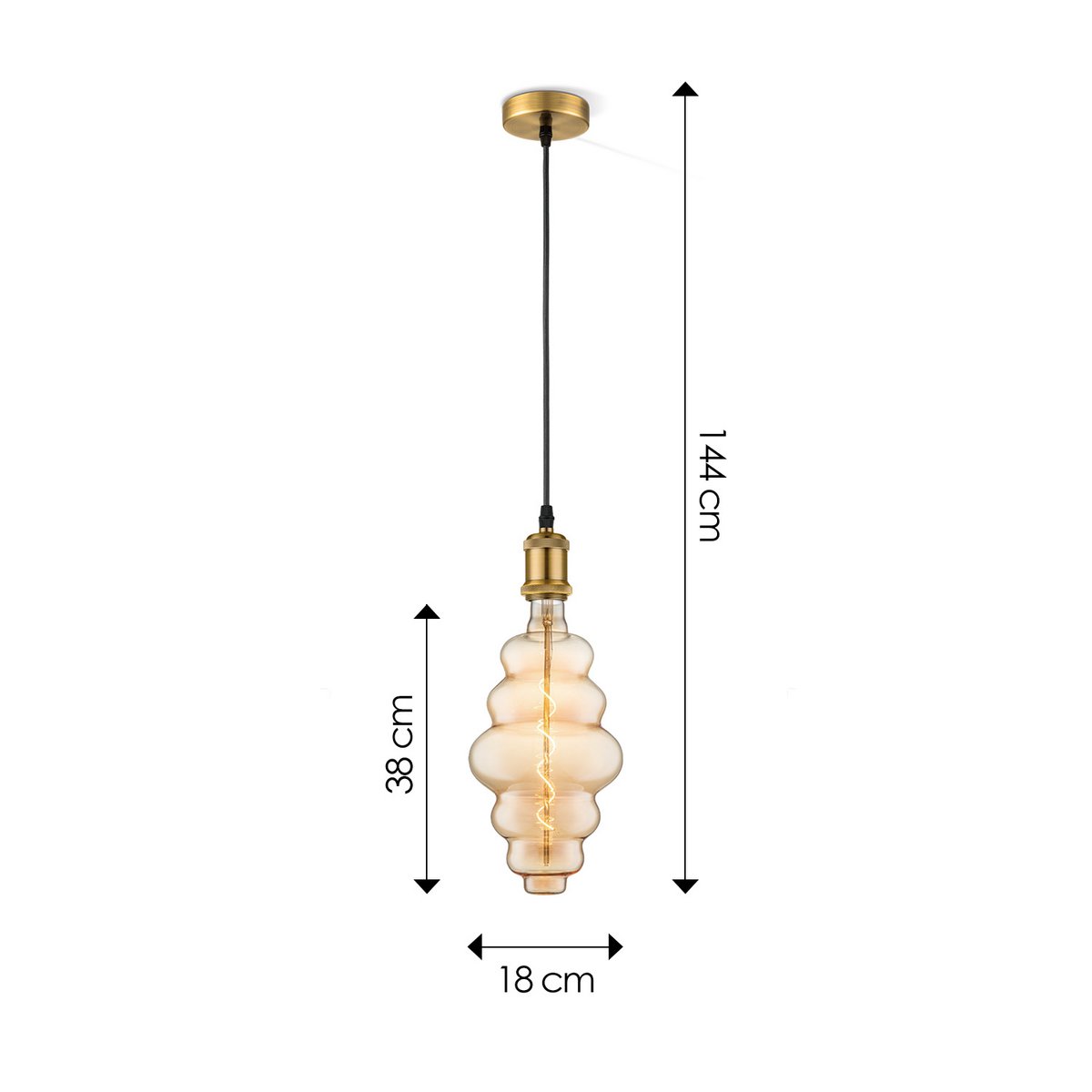 hanglamp brons vintage Cloud - G160 dimbaar E27 amber