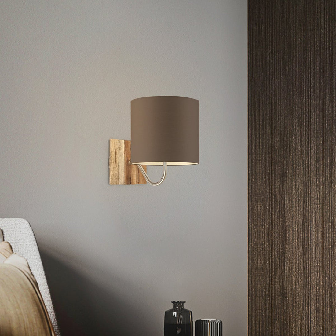 Wandlamp - Drift E27 Lampenkap taupe 20cm