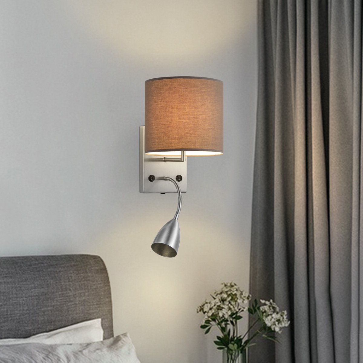 Wandlamp - Read, LED Leeslamp, E27, antraciet 20cm