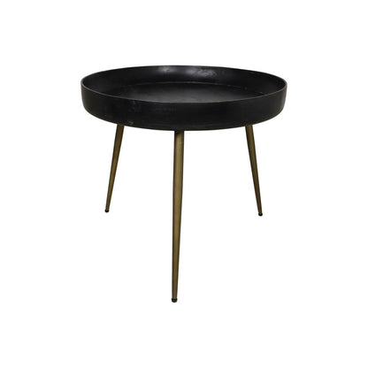 Bijzettafel Ventura - ø60 cm - black wash/antique gold