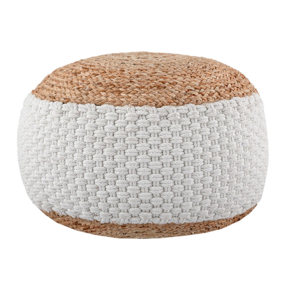 Poef jute kruk rond 50x50 cm decoratieve kruk jute naturel poef vloerkussen voetenbank