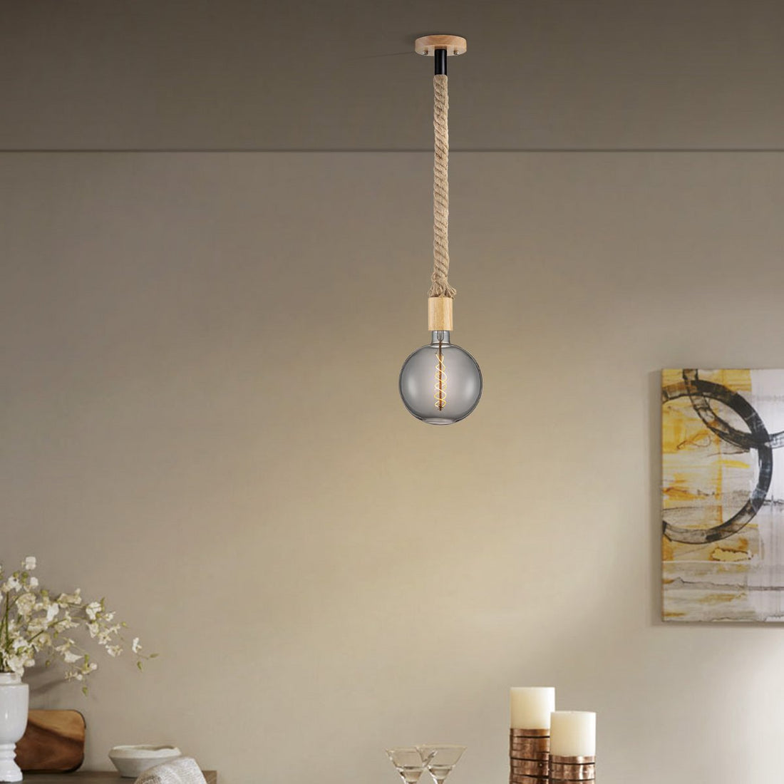 hanglamp Leonardo - G180 - dimbaar E27 rook