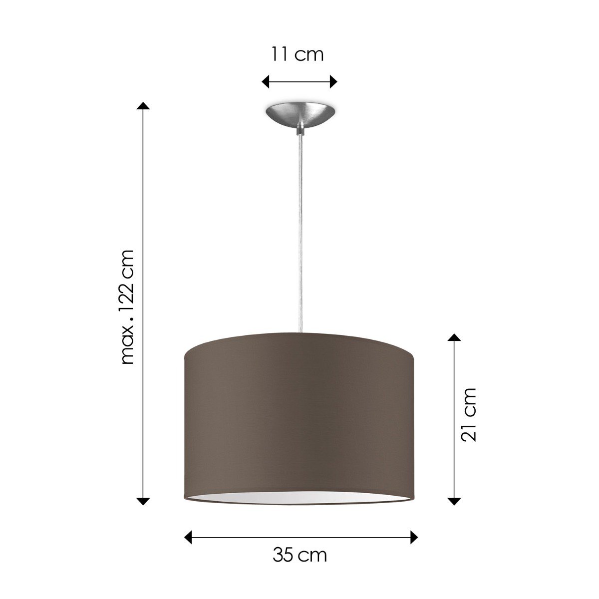 hanglamp Bling met lampenkap, E27, taupe, 35cm