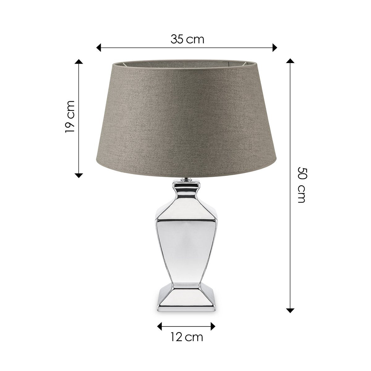 Tafellamp Melrose, E27 grijs afmetingen 35x50cm