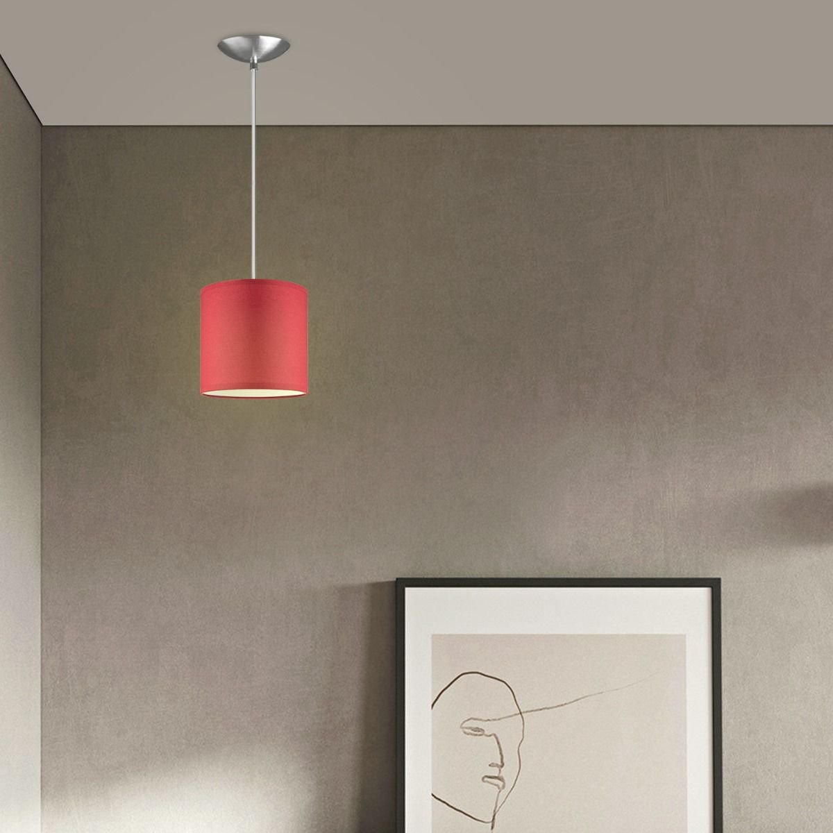 hanglamp Bling met lampenkap, E27, rood, 16cm