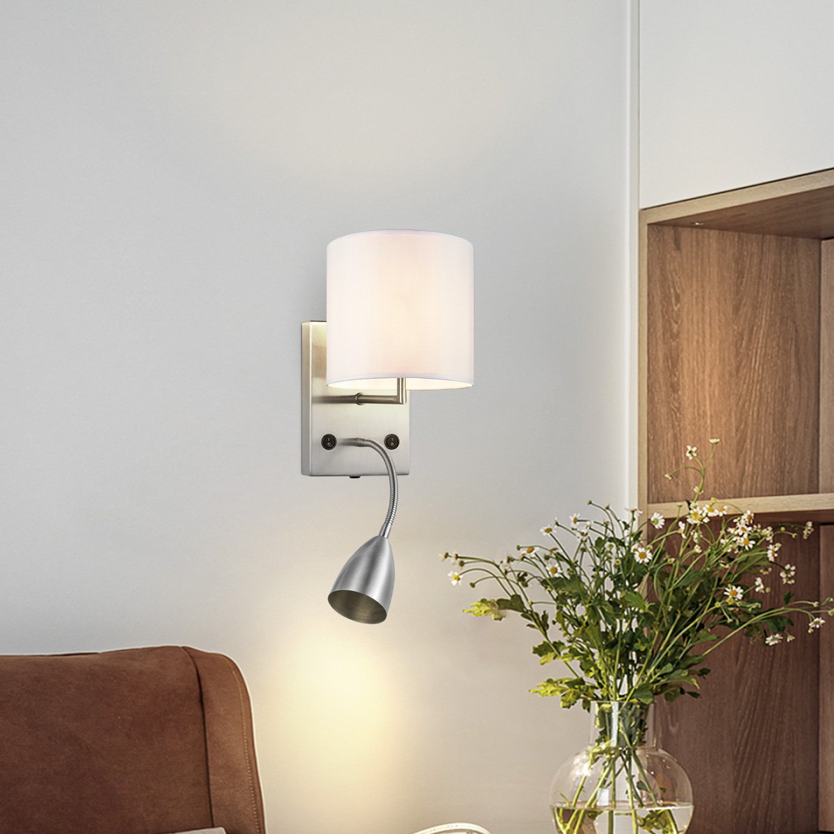 Wandlamp - Read, LED Leeslamp, E27, wit 16cm